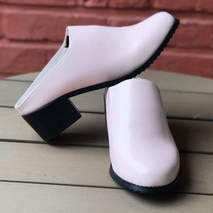 Baby Pink Leather Clogs